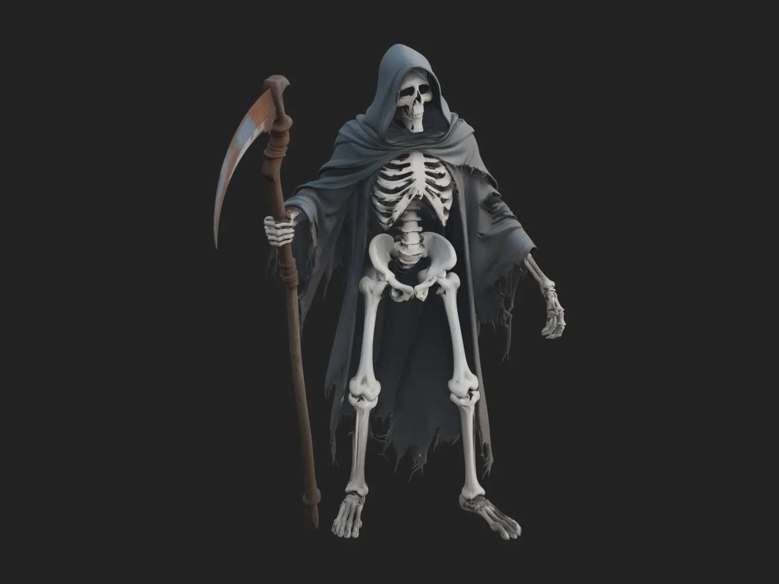 Hooded Skeleton Reaper Statue Design 36 - 3D Print Model 3D Print Model .c4d .max .obj .3ds .fbx .stl .blend 