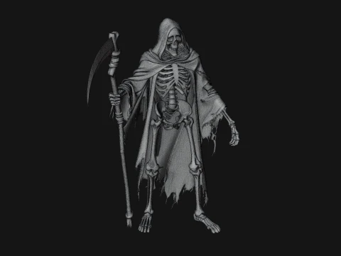 Hooded Skeleton Reaper Statue Design 36 - 3D Print Model 3D Print Model