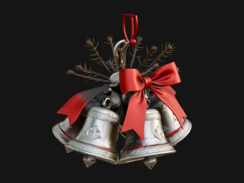 Golden Christmas Bells Ornament Design 6 - 3D Print Model 3D Принт Модель