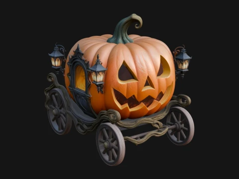 Pumpkin Halloween Carriage Model Design 3 - 3D Print Model 3D Принт Модель