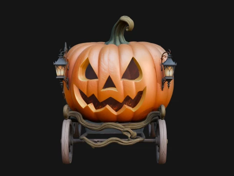 Pumpkin Halloween Carriage Model Design 3 - 3D Print Model 3D Print Model