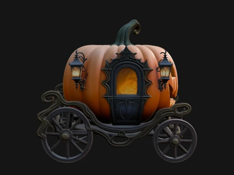 Pumpkin Halloween Carriage Model Design 3 - 3D Print Model 3D Print Model