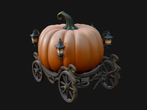 Pumpkin Halloween Carriage Model Design 3 - 3D Print Model 3D Print Model