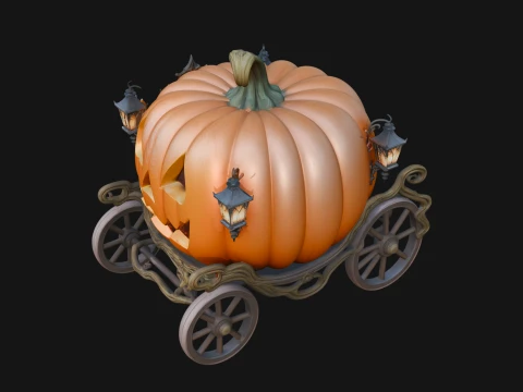 Pumpkin Halloween Carriage Model Design 3 - 3D Print Model 3D Print Model