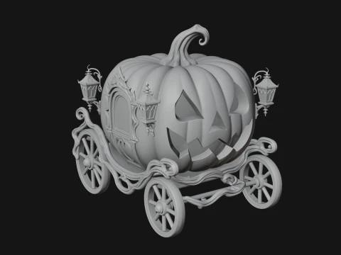 Pumpkin Halloween Carriage Model Design 3 - 3D Print Model 3D Print Model