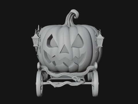 Pumpkin Halloween Carriage Model Design 3 - 3D Print Model 3D Print Model
