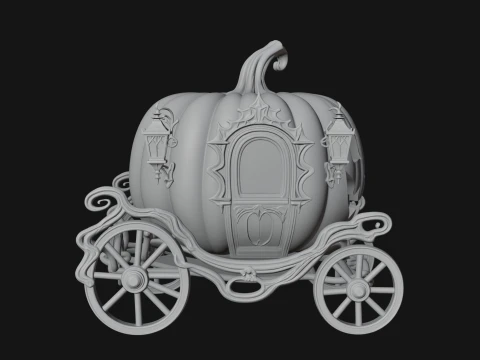 Pumpkin Halloween Carriage Model Design 3 - 3D Print Model 3D Print Model