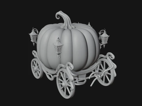 Pumpkin Halloween Carriage Model Design 3 - 3D Print Model 3D Print Model