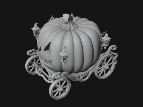 Pumpkin Halloween Carriage Model Design 3 - 3D Print Model 3D Print Model