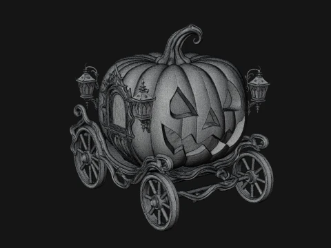 Pumpkin Halloween Carriage Model Design 3 - 3D Print Model 3D Print Model
