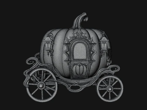 Pumpkin Halloween Carriage Model Design 3 - 3D Print Model 3D Print Model