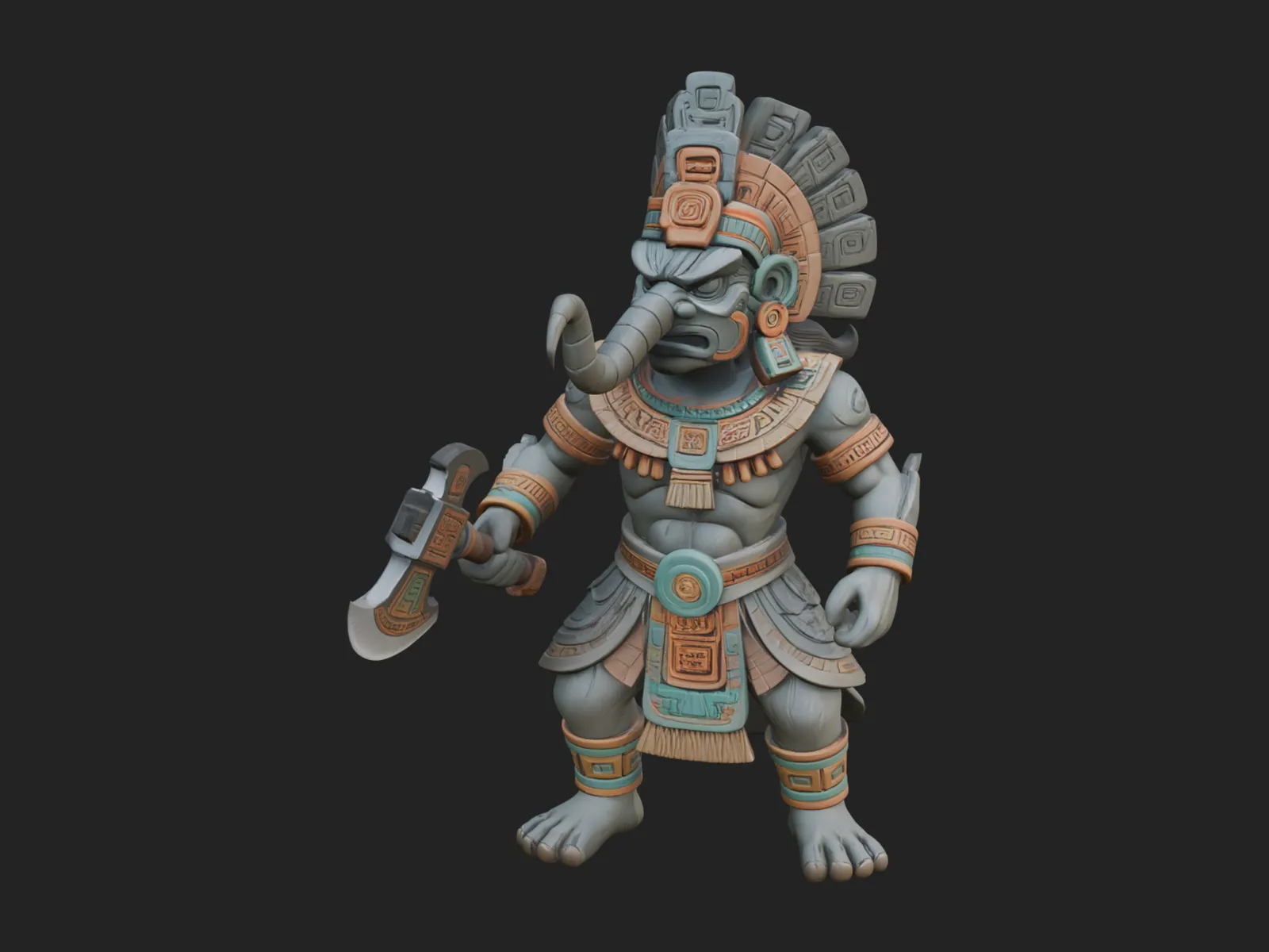 Aztec Feathered Noble Statue Design 22 - 3D Print Model 3D Print Model .c4d .max .obj .3ds .fbx .stl .blend 