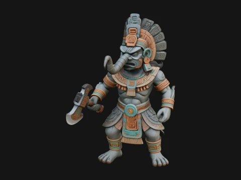 Aztec Feathered Noble Statue Design 22 - 3D Print Model 3D Print Model