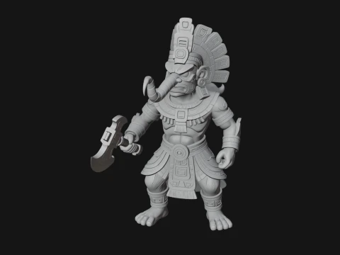 Aztec Feathered Noble Statue Design 22 - 3D Print Model 3D Print Model