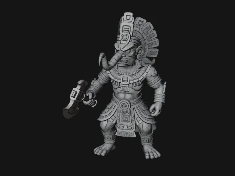 Aztec Feathered Noble Statue Design 22 - 3D Print Model 3D Print Model