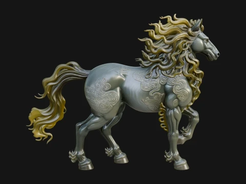 Wild Horse Statue Design 17 - 3D Print Model 3D 프린트 모델