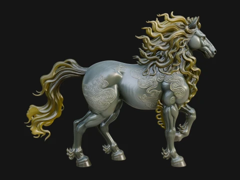 Wild Horse Statue Design 17 - 3D Print Model 3D Print Model