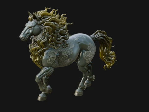 Wild Horse Statue Design 17 - 3D Print Model 3D Print Model