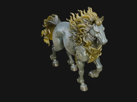 Wild Horse Statue Design 17 - 3D Print Model 3D Print Model