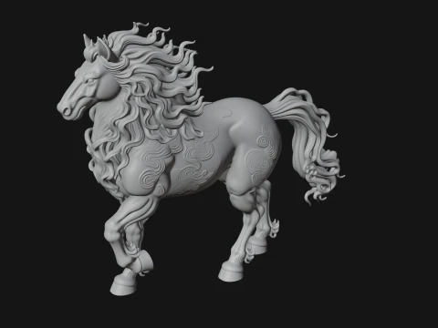 Wild Horse Statue Design 17 - 3D Print Model 3D Print Model
