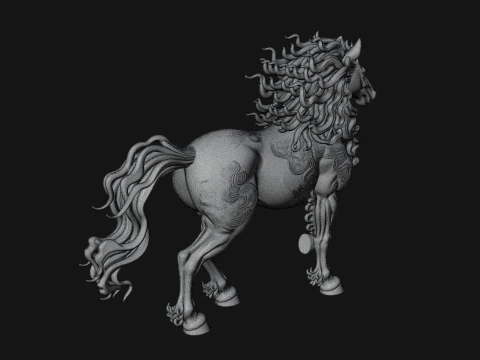 Wild Horse Statue Design 17 - 3D Print Model 3D Print Model