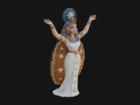 Star Disc Egyptian Goddess Statue Design 8 - 3D Print Model 3D Druckmodell