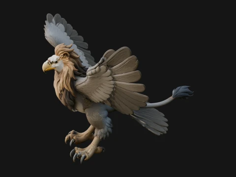 Griffin Winged Beast Statue Design 10 - 3D Print Model 3D Print Model