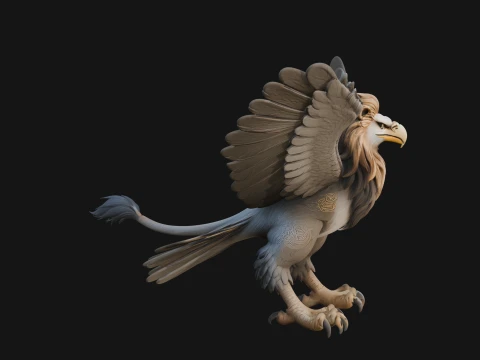 Griffin Winged Beast Statue Design 10 - 3D Print Model 3D Print Model