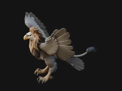 Griffin Winged Beast Statue Design 10 - 3D Print Model 3D Print Model