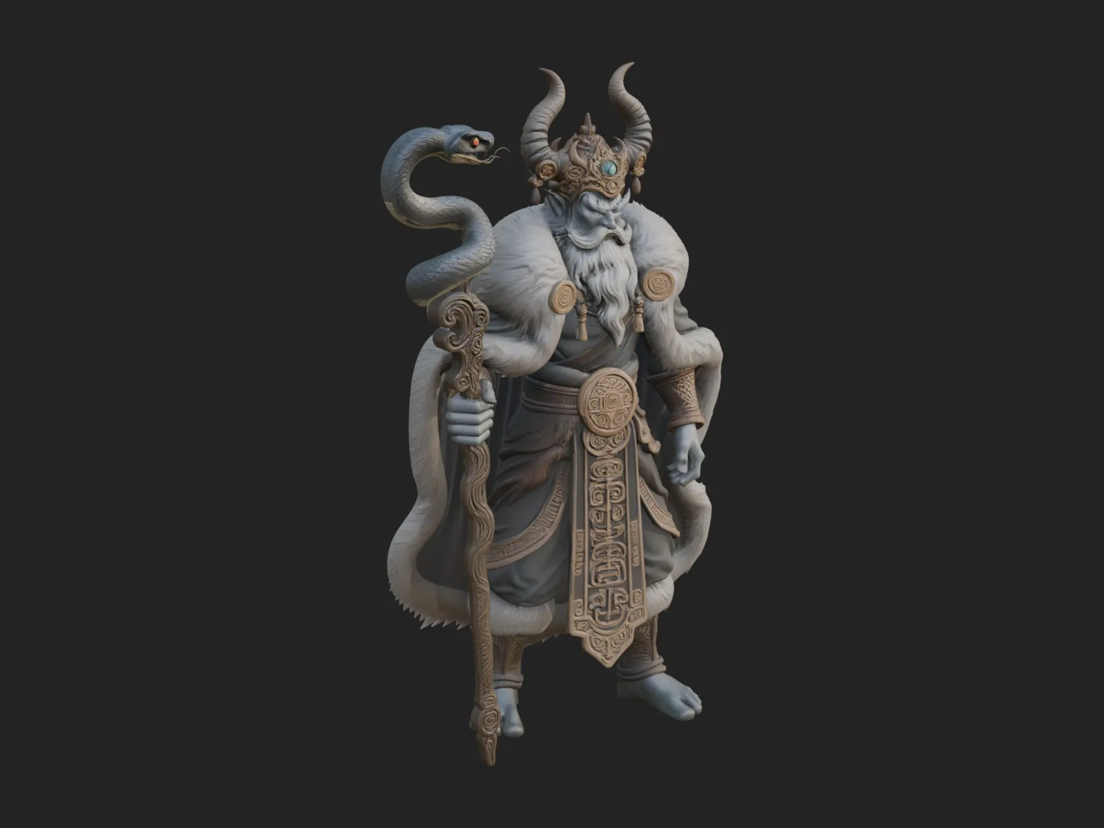 Horned Demon Mage Statue Design 9 - 3D Print Model 3D Print Model .c4d .max .obj .3ds .fbx .stl .blend 