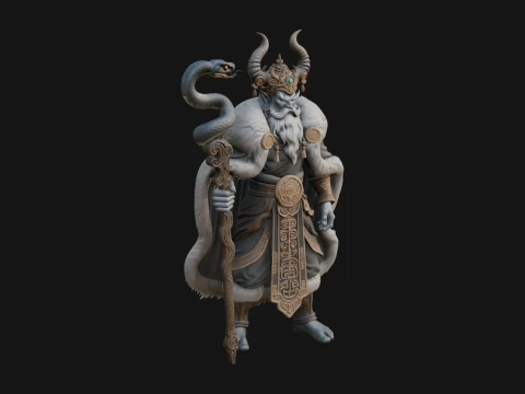 Horned Demon Mage Statue Design 9 - 3D Print Model 3D Print Model