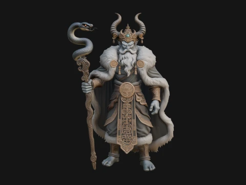 Horned Demon Mage Statue Design 9 - 3D Print Model 3D Print Model