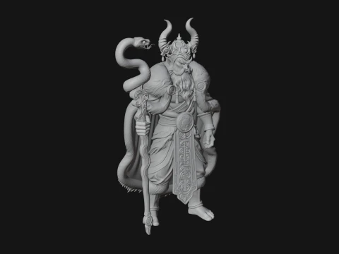 Horned Demon Mage Statue Design 9 - 3D Print Model 3D Print Model