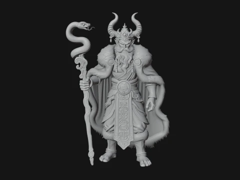 Horned Demon Mage Statue Design 9 - 3D Print Model 3D Print Model