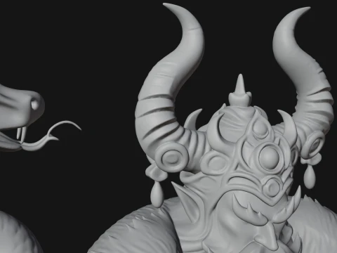 Horned Demon Mage Statue Design 9 - 3D Print Model 3D Print Model