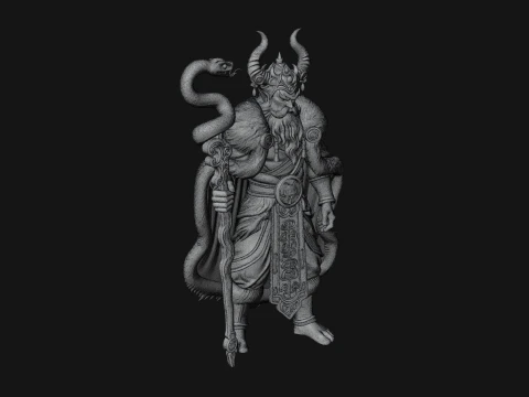 Horned Demon Mage Statue Design 9 - 3D Print Model 3D Print Model