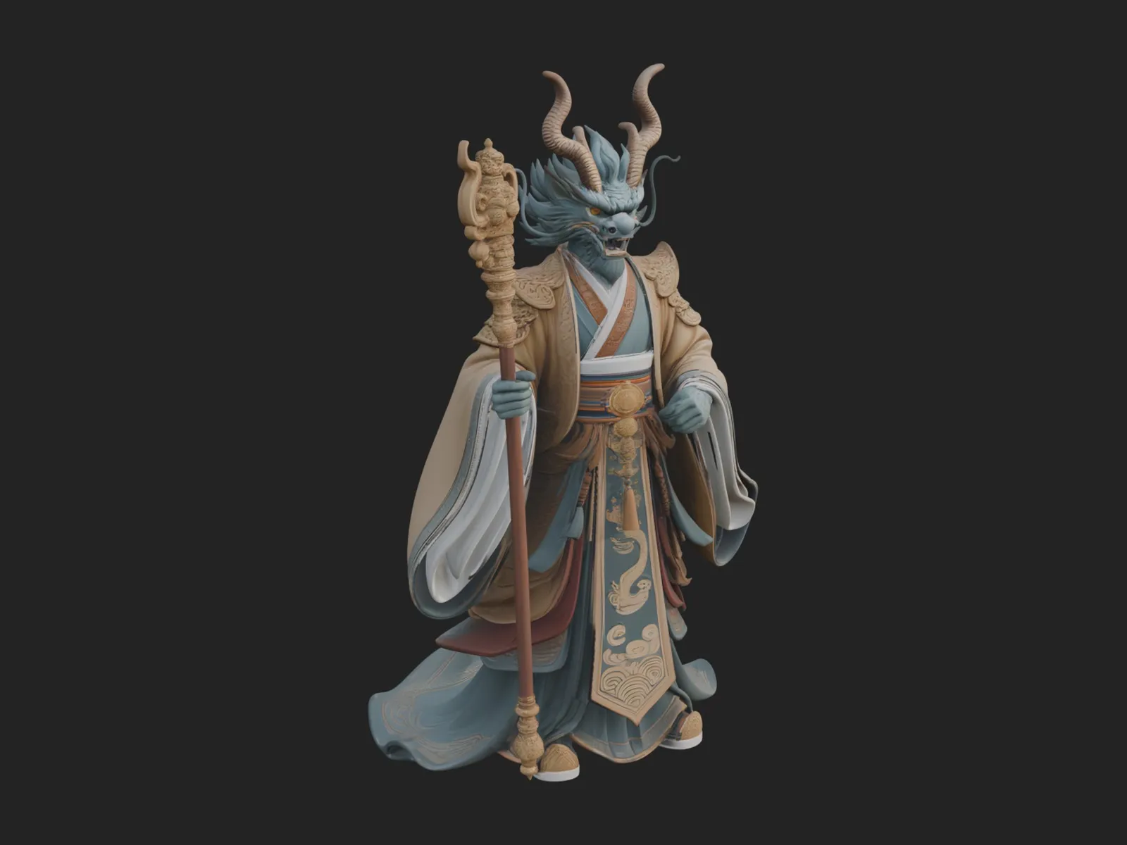 Crowned Jade Deity Statue Design 10 - 3D Print Model 3D Print Model .c4d .max .obj .3ds .fbx .stl .blend