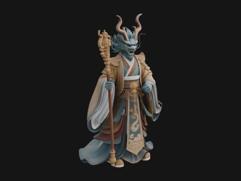 Crowned Jade Deity Statue Design 10 - 3D Print Model Modèles 3D en vedette
