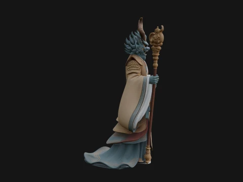 Crowned Jade Deity Statue Design 10 - 3D Print Model 3D Print Model