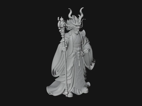 Crowned Jade Deity Statue Design 10 - 3D Print Model 3D Print Model