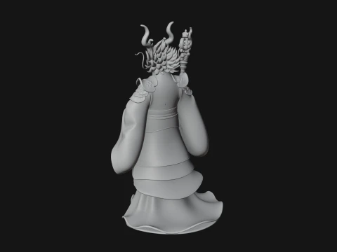Crowned Jade Deity Statue Design 10 - 3D Print Model 3D Print Model