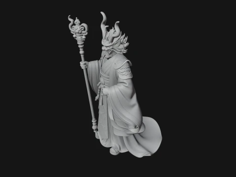 Crowned Jade Deity Statue Design 10 - 3D Print Model 3D Print Model
