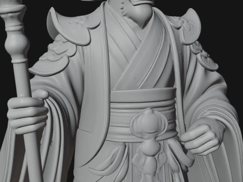 Crowned Jade Deity Statue Design 10 - 3D Print Model 3D Print Model