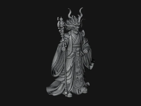 Crowned Jade Deity Statue Design 10 - 3D Print Model 3D Print Model