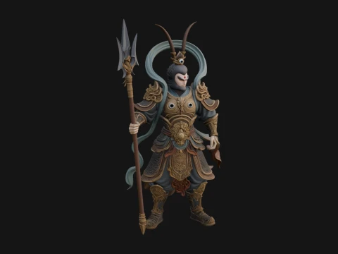 Oriental Armored Guard Statue Design 6 - 3D Print Model 3D Print Model