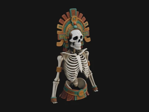 Aztec Skeleton Figure Statue Design 4 - 3D Print Model 3D Print Model