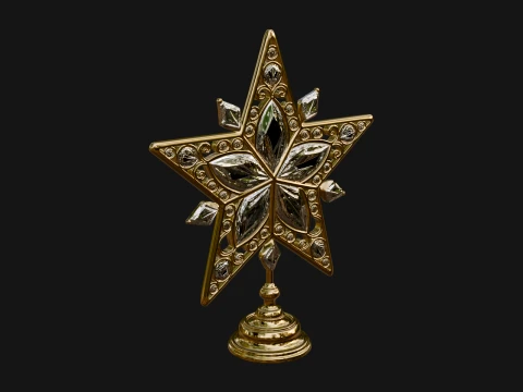 Jeweled Star Tree Topper Ornament Design 3 - 3D Print Model 3D Принт Модель