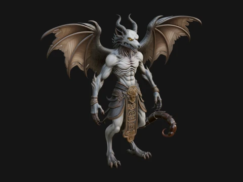 Winged Horned Demon Statue Design 17 - 3D Print Model 3D Print Model