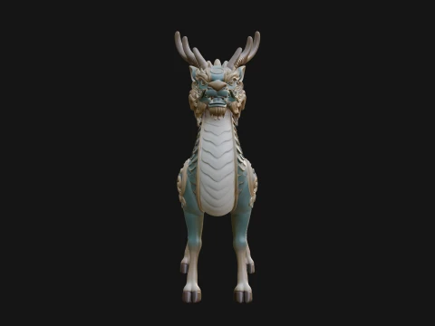 Qilin Deer Beast Statue Design 14 - 3D Print Model 3D Print Model