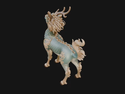 Qilin Deer Beast Statue Design 14 - 3D Print Model 3D Print Model